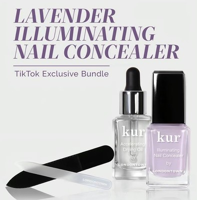 KUR Londontown Lavender Illuminating Nail Concealer Kit Drying Oil Bundle