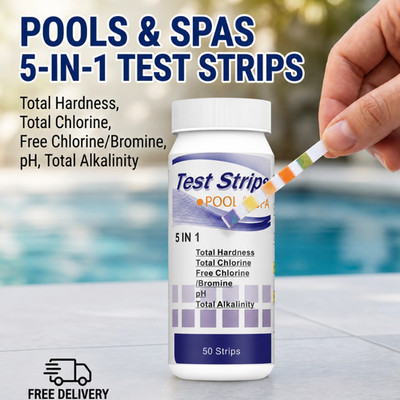 5 IN 1 Chlorine Dip Test Strips Hot Tub SPA Swimming Pool PH Tester Paper Bottle