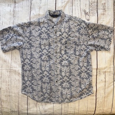 Vintage Quicksilver Button Up T Shirt Size Medium Print Y2K Made In USA 90 Surf