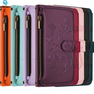 Für Samsung A04E A22 A50 A21S J4 Note 20 10 9 Hülle Zip Leder Wallet Flip Cover