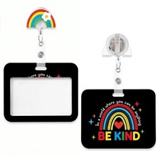 Be Kind ID Badge Holder and Retractable Badge Reel with Alligator Clip  Cute...
