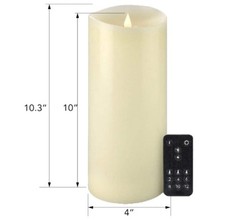 Flameless LED Pillar Candles with Remote Control, 4 x 10 Inch Real Wax Candles w
