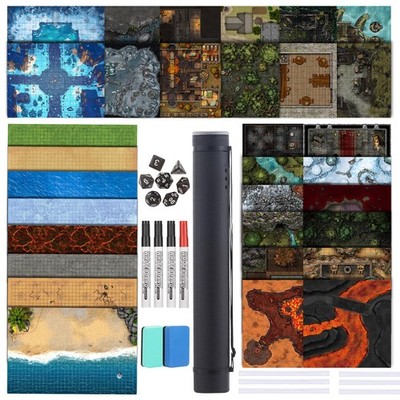 DND Map 32 Terrain 24  x 36,17  x 17,13  x 17 Double Sidedv Grids Dry Erase Batt