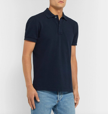 NWT Tom Ford Navy Short Sleeve Cotton Piqué Polo Size Large