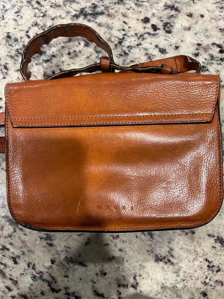 Marni Brown Leather Leather Crossbody/Shoulder Bag Gold Hardware - Image 4 of 4