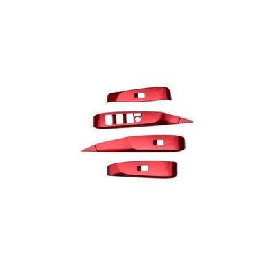 Window Lift Lock Switch Panel Trim Glossy Red 4PCS For Toyota Camry 2018-2023