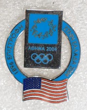 Athens 2004 Olympics Return To Greece Pin Lapel Pin USA Flag 2004