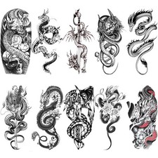 10 Sheets Temporary Tattoos Half Arm Sleeve Waterproof Fake Tattoo Stickers