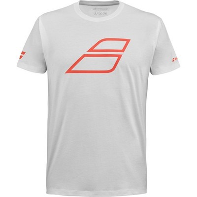 Babolat Junior Strike Cotton Tee - White/Strike Red (6-8 Years)