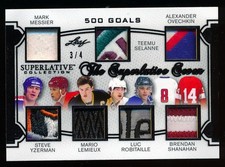 2019 Leaf Superlative 7 Patch 500 Goals Ovechkin Lemieux Yzerman Selanne 3/4