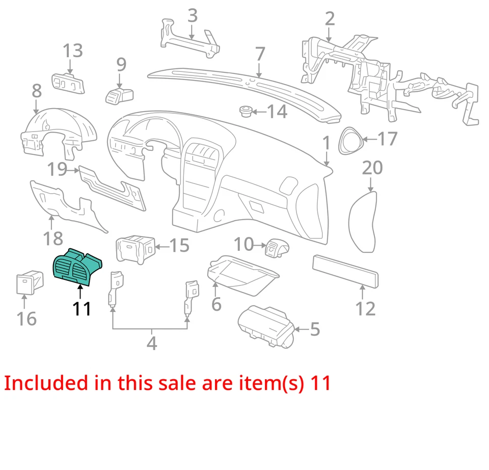 FITS 2000-2003 LINCOLN LS LOUVRE ASY - VENT AIR 1W4Z19893BAA -  NEW OEM - Image 3 of 4