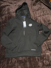 NWT-CUTTER & BUCK Roam Eco Half Zip Hooded Pullover Men's Size M Black-UMASS