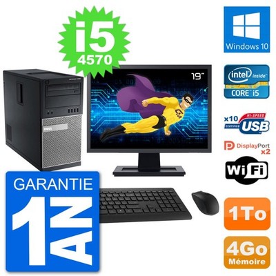 PC tour Dell 7020 Bildschirm 19 '' Intel i5-4570 RAM 4Go Disc 1To Windows 10 Wifi