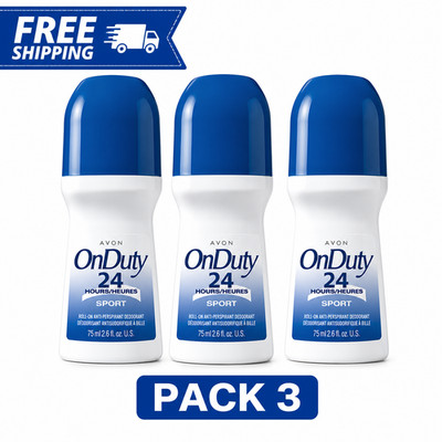 Avon On Duty 24 Sport Roll On Antiperspirant Deodorant 2.6oz Men 3 Pack Fresh