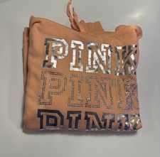 RARE Victoria s Secret PINK Silver Rhinestone - XS - Hoodie
