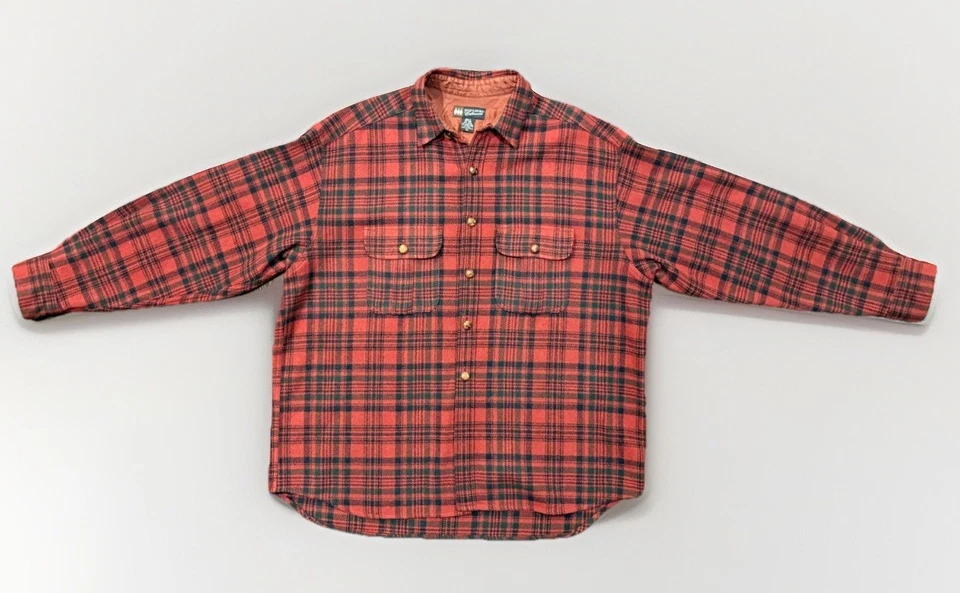 VTG Banana Republic Cabinwear Wool Plaid Flannel Red Black Button Shirt Mens XL - Image 2 of 4