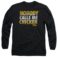 Back To The Future Chicken Mens Long Sleeve Shirt Black Black Officially License