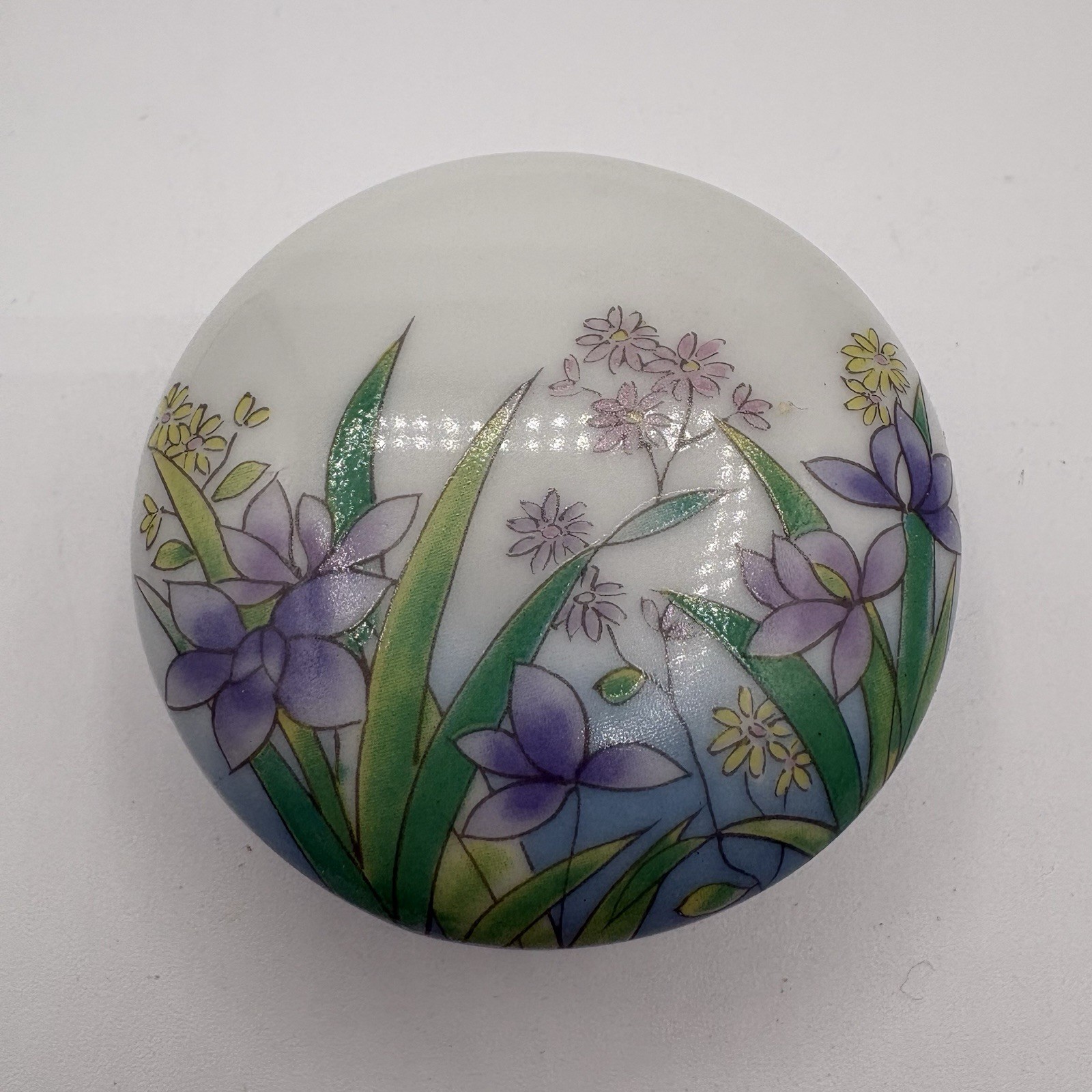 Vintage Trinket Porcelain Box Floral Meadow Otagiri Japan