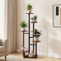 BlumenstäNder PflanzenstäNder Pflanzenregal Aus Holz Und Metall Platzsparend