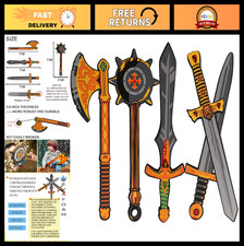 17" Foam Swords Weapons Set - 5 Pack Kids Ninja Toy for Pretend Play