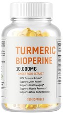 250 TUMERIC 95 CURCUMIN 10,000mg EXTRACT TURMERIC BLACK PEPPER ANTIOXIDANT BEST