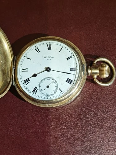 Antique Waltham Hunter Case Pocket Watch 10ct Plate Marquis 15 Jewel Functional