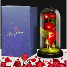 Gifts for Her Wife Girlfriend Luminous Preserved Rose Roses in a Glass Dome Gift