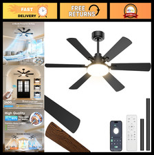 52" Ceiling Fan with Lights, 6 Blades, Quiet DC Motor, Remote App Control, 6 S