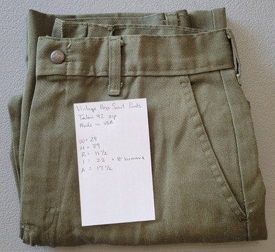 Vintage Boy Scout Pants Hemmed & Distressed Green Cargo Pockets 29x22 to 29x30
