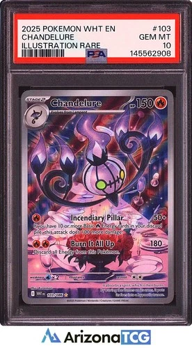Pokemon 2025 Chandelure 103/086 Illustration Rare White Flare GEM MINT PSA 10