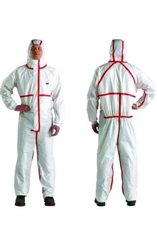 3M 4565-BLK Large Hooded Disposable Protective Coverall White/Red - product listing photo
