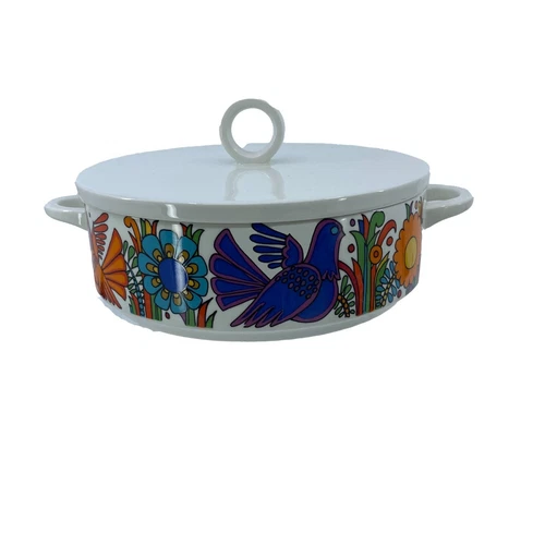 villeroy & boch "acapulco" medium covered casserole dish with handles vintage