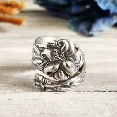 Elegant 925 Sterling Silver Charms Unique Fashion Flower Ring One Size Fit All