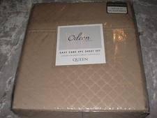 Microfiber Beige Embossed Queen Sheet Set Soft Bed 4 pc Deep Pockets NEW