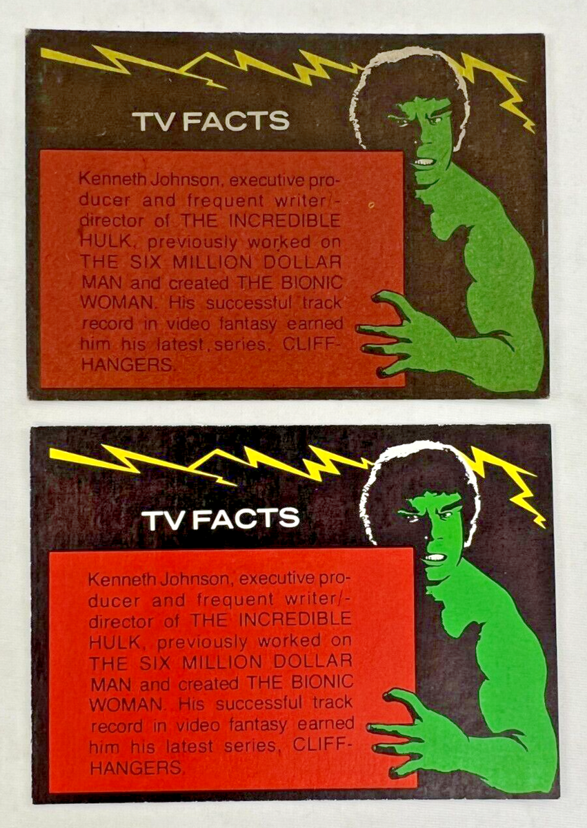 THE INCREDIBLE HULK TV SHOW (Topps 1979) Complete 88 Card Set
