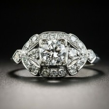 1.14Ct White Round CZ Vintage Collectible Wedding Ring In 925 Sterling Silver