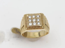 Men's Cluster Anniversary Ring Round Natural GH/SI Diamond In 14k Yellow Gold