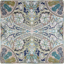 Wyoming Traders Wild Rag Sage White Paisley 100 Silk Western Scarf 34.5"