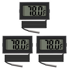 3Pcs Black Digital LCD Thermometer Temperature Monitor with External Probe