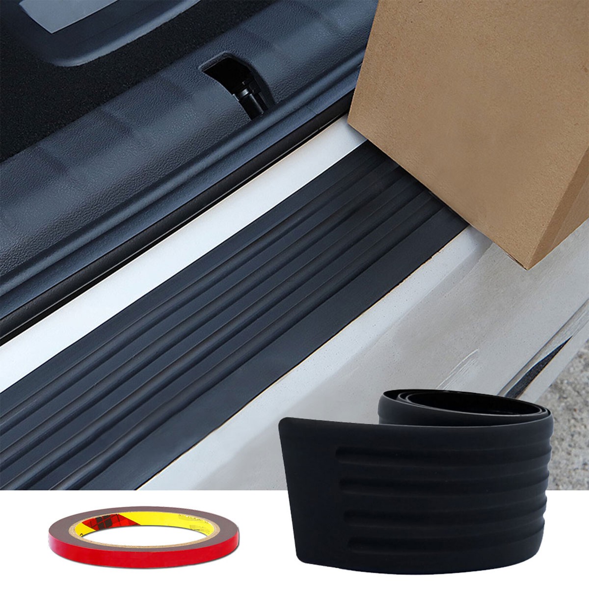 Moteloor Carbon Fiber Rear Bumper Guard - Anti-Scratch Protector For SUVs & Trucks, 35.4x3.15in