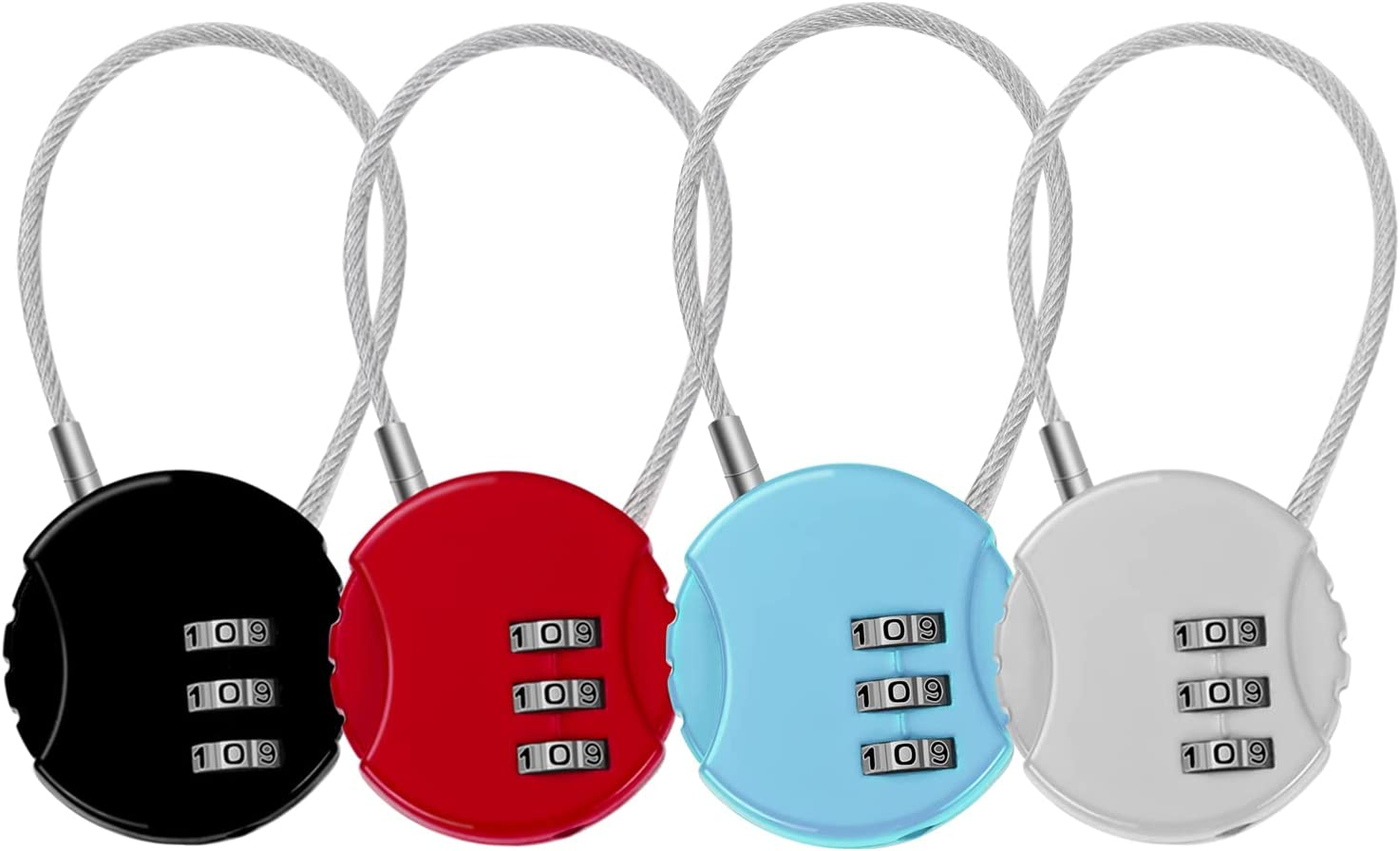 4 Pcs Combination Lock, 3 Digit Combination Padlock Code Lock with Wire