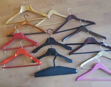 Lot of 13 Adult Size Wooden  Plastic Hangers