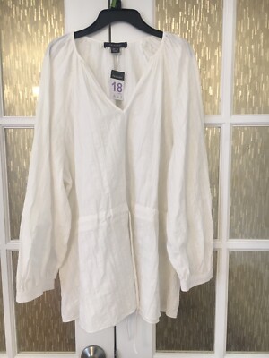 New Primark White Cotton  Blouse Size US 14