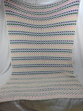 Hand Knit Crib / Lap Blanket Multi Color 61 Inches By 43 Inches