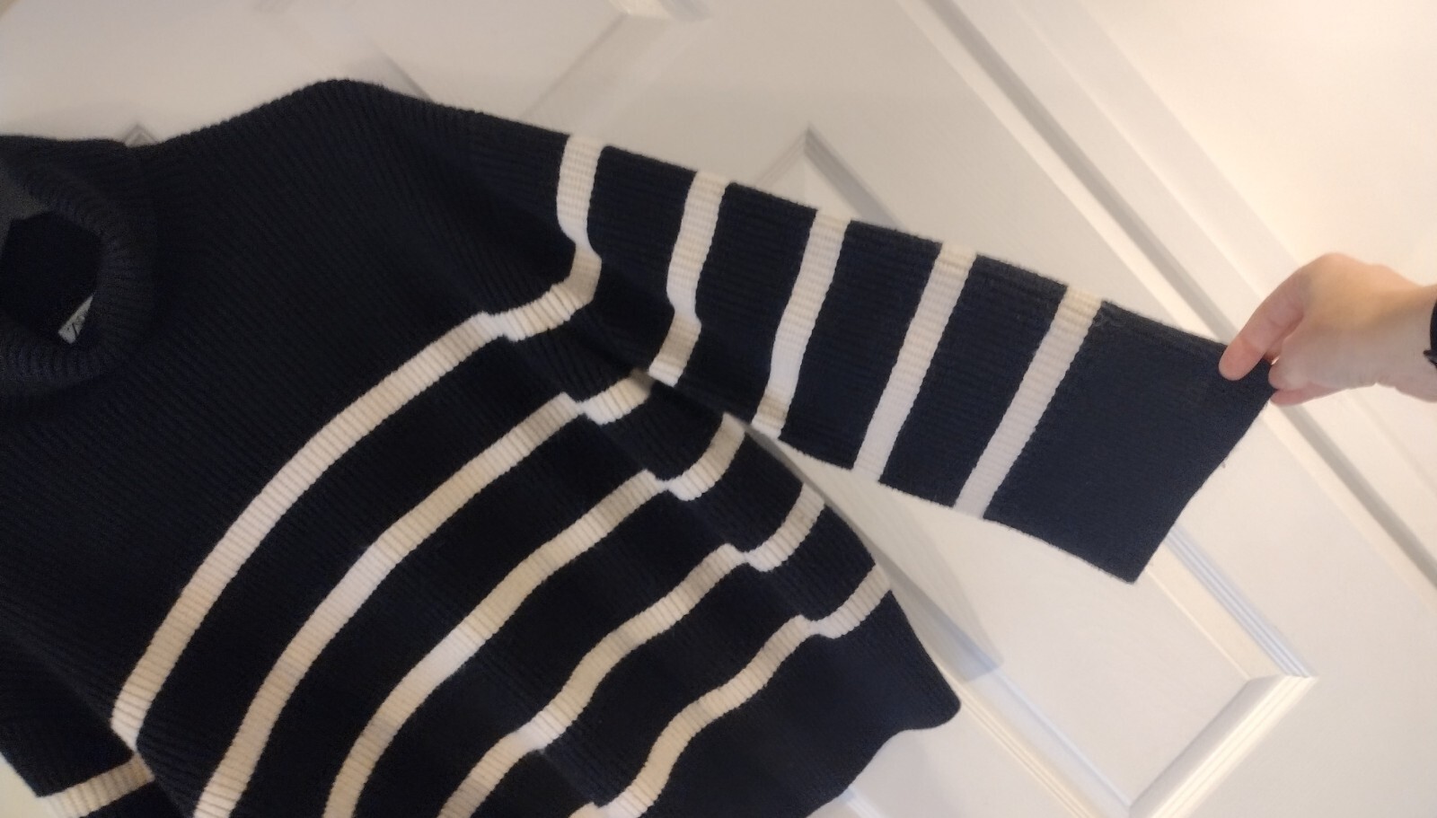 Zara Black & White Striped Jumper, Roll Neck, Size M Oversized Fit, VGC