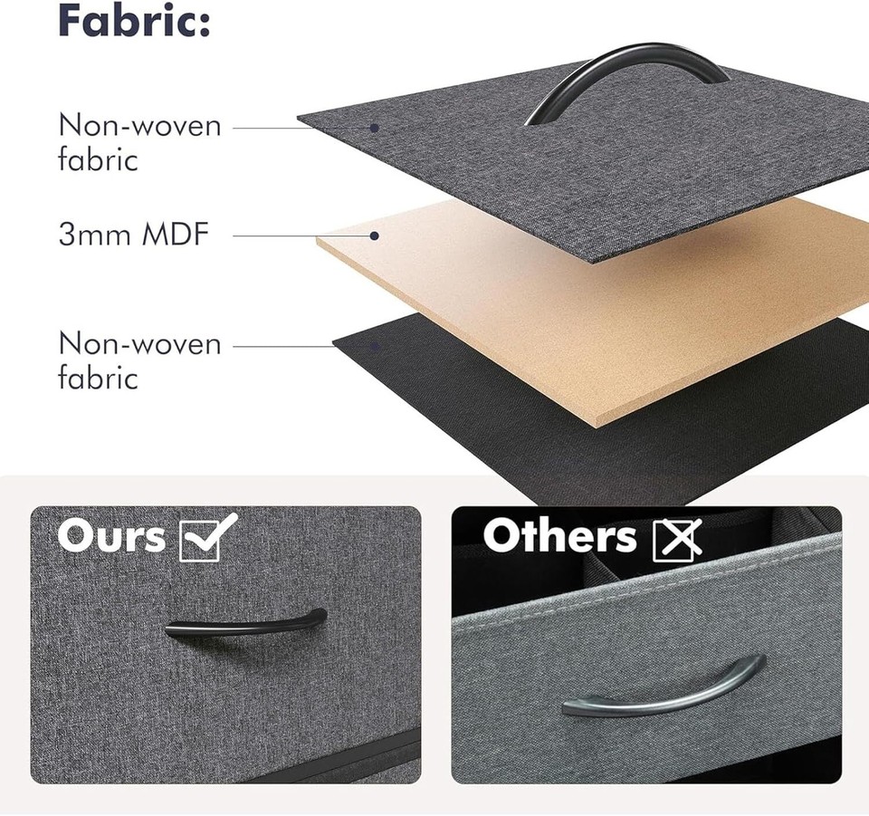 5 Drawers Dresser Fabric Chest of Drawers Storage Tower