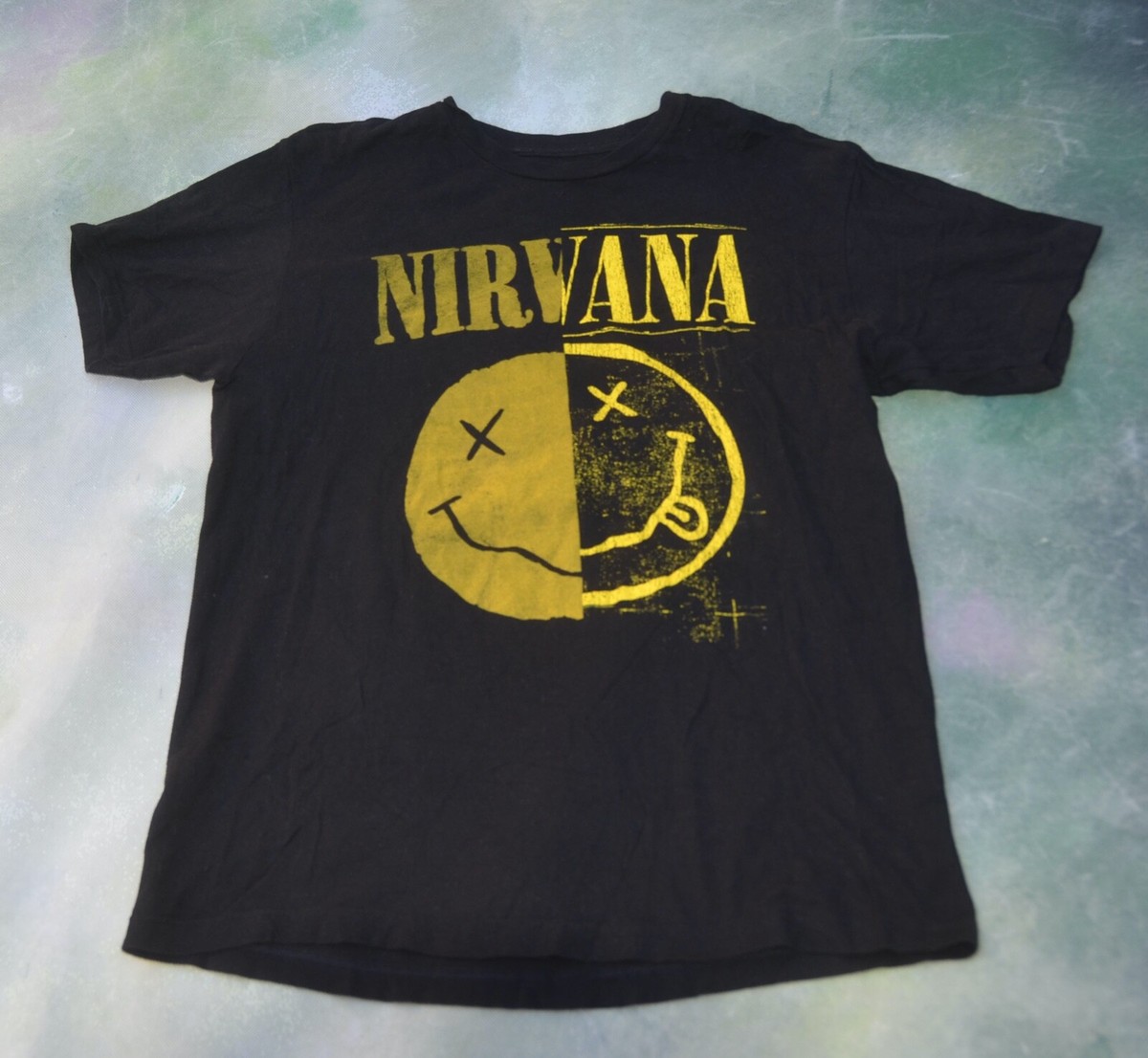Officially Licensed Nirvana Smiley Face Men's T-Shirt Size L. | eBay