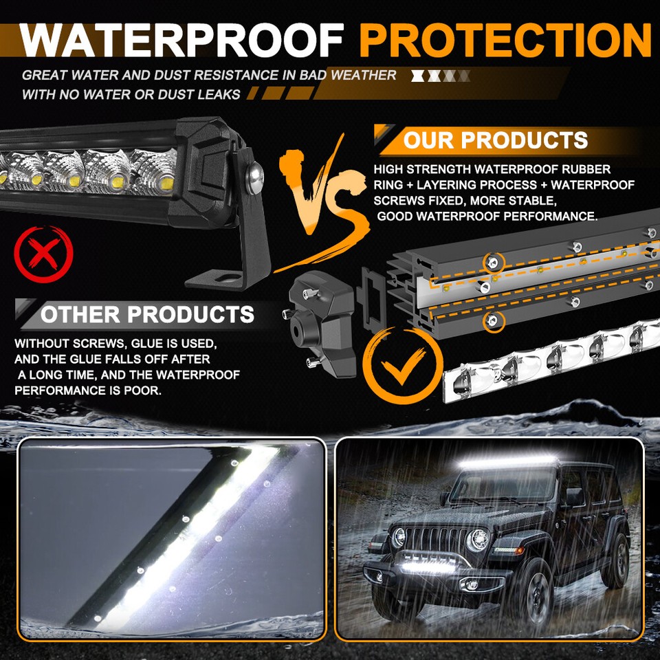 Slim Curved 50" LED Light Bar Roof Wire kit For 19842001 Jeep Cherokee