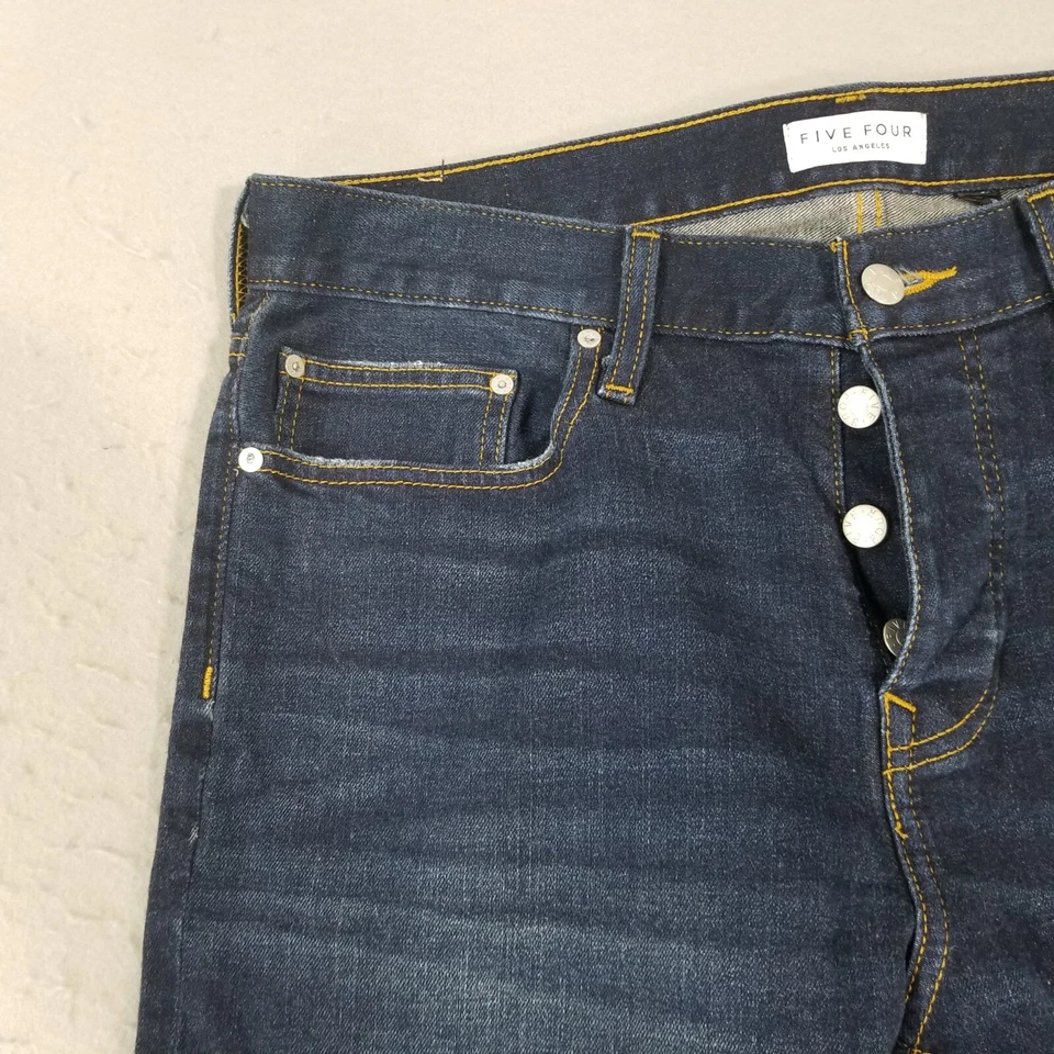 Five Four Los Angeles Jeans Hombre 36x34 Slim Recto Azul Elástico Denim Pantalones Foto 3 de 4