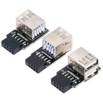 CY 3pcs/set 9Pin/10Pin Motherboard Header to Dual USB 2.0 Adapter Angled Type